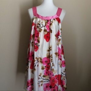 💗🌸🌺Milly🌺🌸💗 GORGEOUS silk cream&pink rose billowy mini dress. Size 8. EUC.